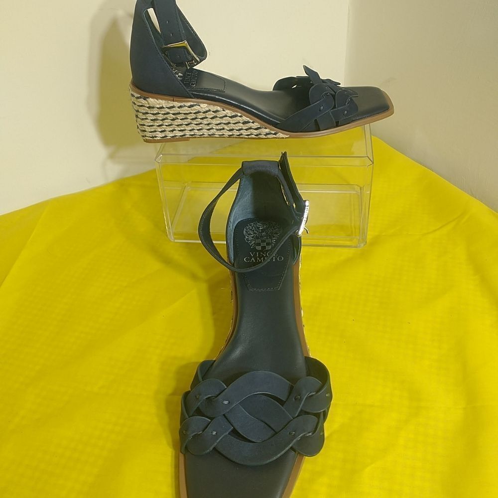 Vince Camuto Baylees Women's SZ 8.5W Leather Espadrille Sandal Blue.